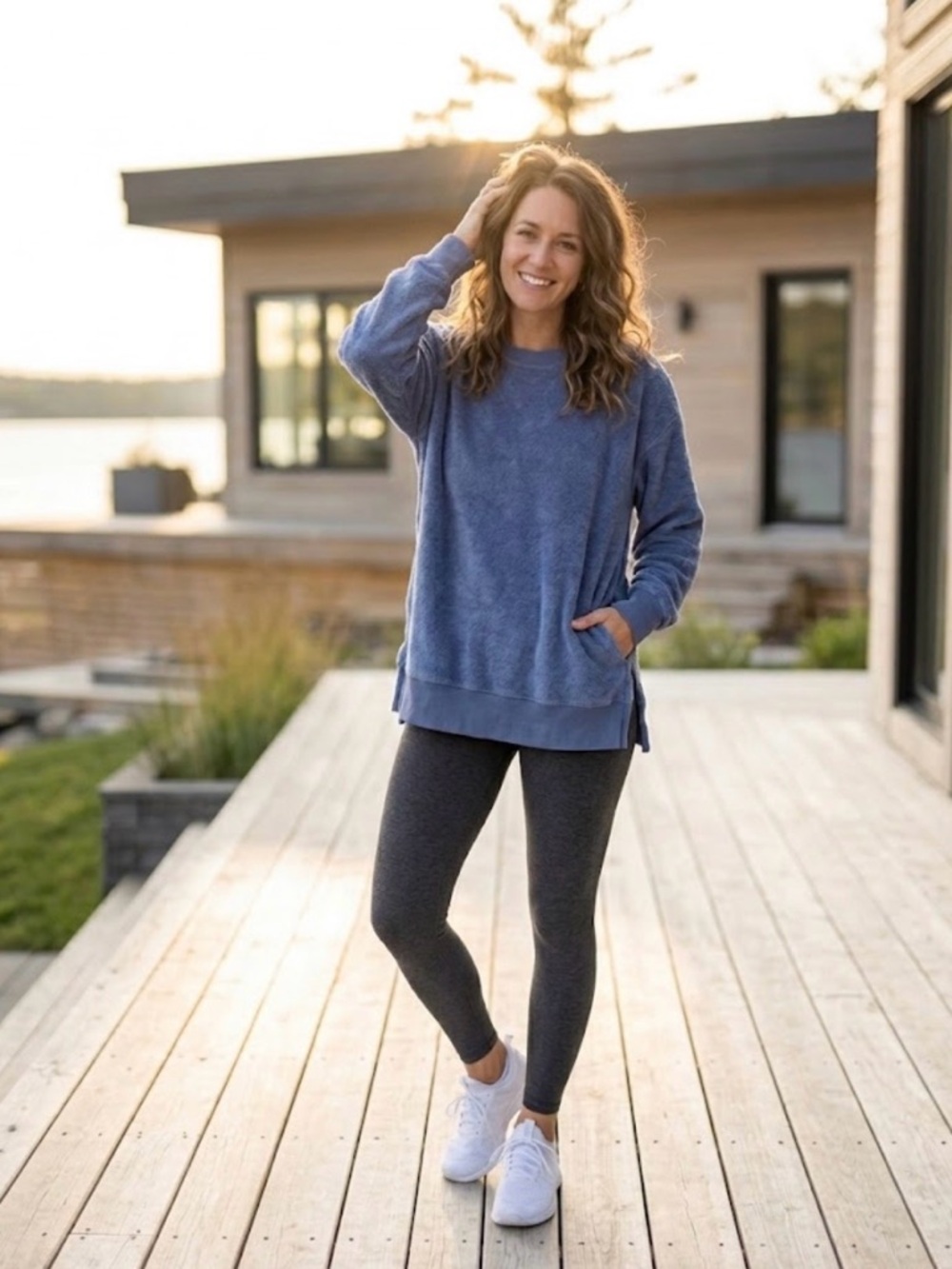 aerie Plush Crewneck Sweater - Slate Blue